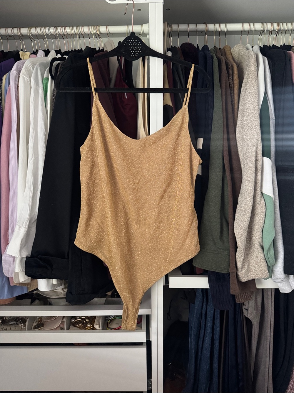 H&M Sparkling Gold Cami Bodysuit